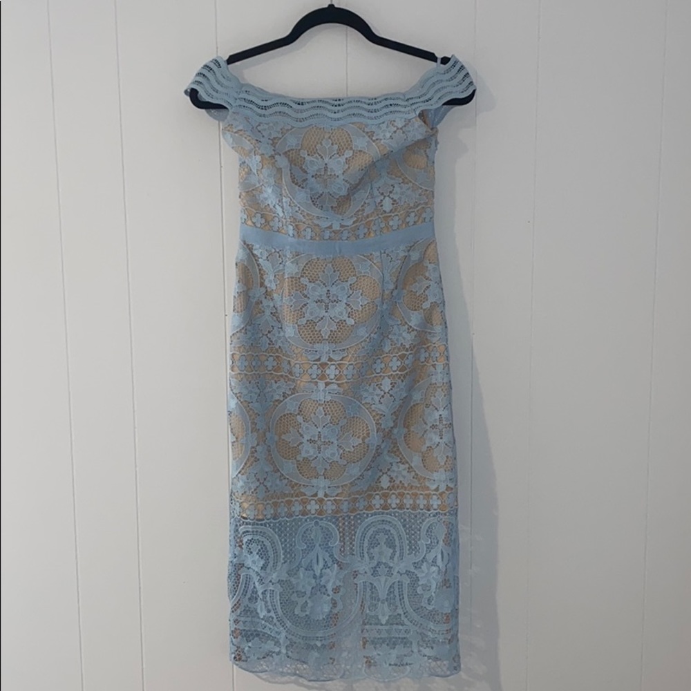 Revolve Aijek Light blue lace dress
